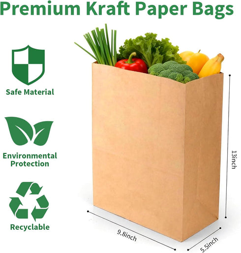 lulucorgi 100 Pack, 9.8 5.5 13",16lb Packaging, Brown Paper Bags Bulk x x Medium Kraft Shopping Bags for Business