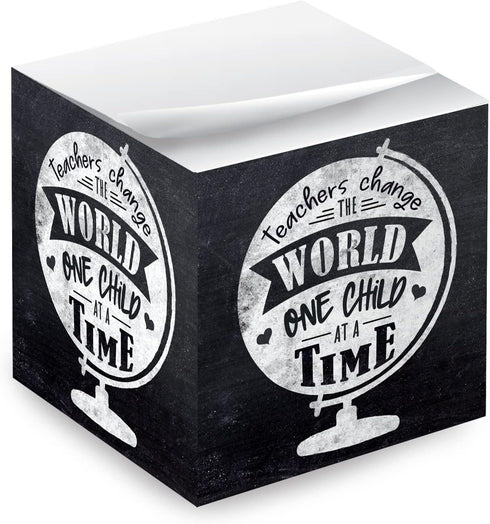 Inspirational Teacher Sticky Note Cube, 600 Sheets, 2.75" Memo Block with Educator Empowering Messages, Made in USA