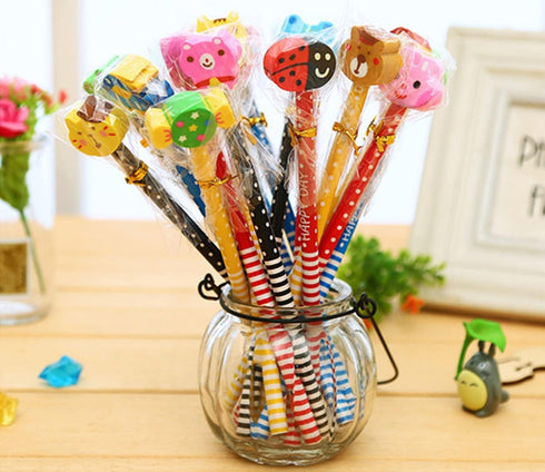 Yansanido 120 Pack Colorful Cartoon Eraser Pencils, 7.28 Inch Length, Cute School Supplies for Kids
