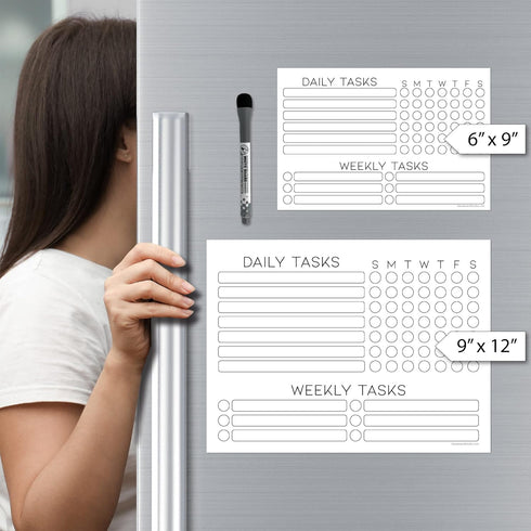 Dry Erase Whiteboard Task Planner by Glassboard Studio, Removable Adhesive Decal with Fine-Tip Magnetic Marker Included