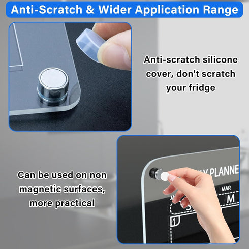 Magnetic Calendar for Refrigerator, 2 Pcs Monthly & Blank Acrylic Calendar with 8 Markers, Magnetic Pen Holder,