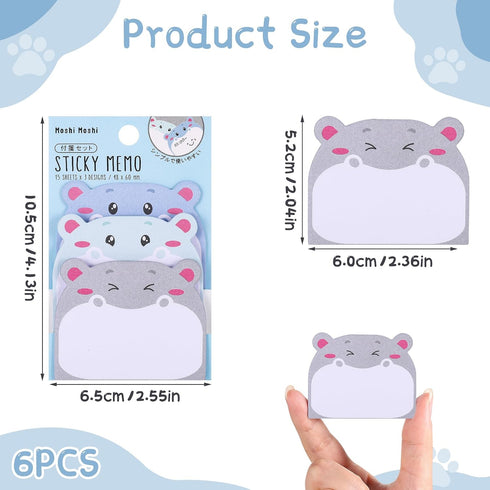 6 Pack 270 JIANTA Cute Sticky Notes, New Cartoon Animal Pattern Sticky Notes Markers Flags, Self-Stick Memo Pads