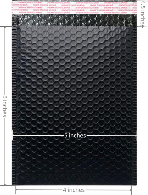 Bubble Mailers 4x6 Inch 12 Pack Small Padded Envelopes Poly Thicken Padded Self Seal Envelopes Bags (Black, 4X6 Inches) by Yzjcafriz