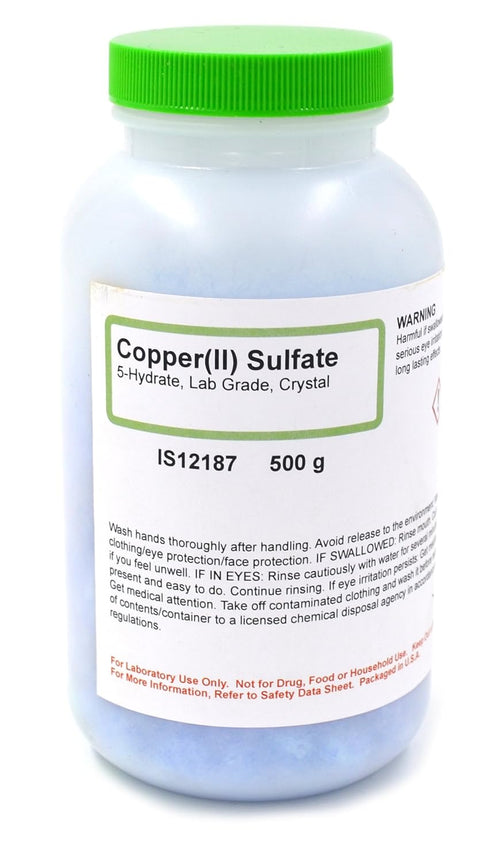 ALDON Innovating Science Lab-Grade Copper (II) Sulfate 5-Hydrate Crystals, 500g - Curated Chemical Collection