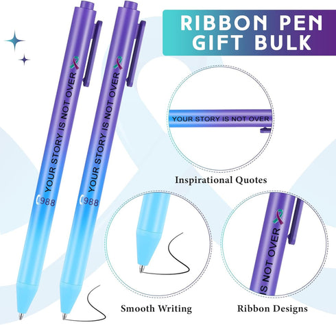 Jetec 100 Pcs Suicide Prevention Awareness Ribbon Pens, Mental Health Bulk Retractable Fine Tip Pens