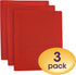 Smead Poly Two-Pocket Folder, Three-Hole Punch, Prong Fasteners, Letter Size, Red, 3 Per Pack