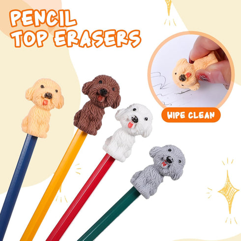 SEWACC 40 Pcs Pencil Eraser Animal Erasers, Cute Dog Figurines Mini Erasers