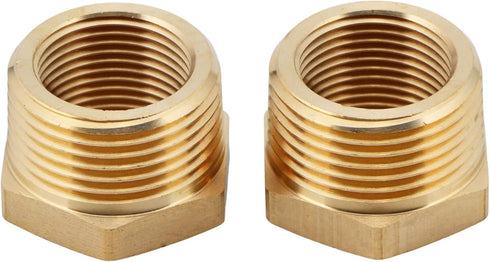 U.S. Solid 2pcs Brass Reducer Hex Bushing, 1" NPT Male x 3/4" NPT Female Pipe Fitting