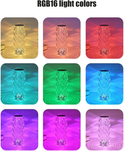 rG5iVb0 Bedside Lamp Crystal Rose Ambiance Table Lamp Bedroom Bedside LED Romantic Multi-Color Changing Light