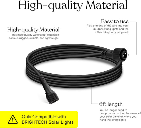 Brightech 6 Ambience Pro Waterproof Extension Cable for Solar Outdoor String Lights, Ft Extension Cord aka Wire
