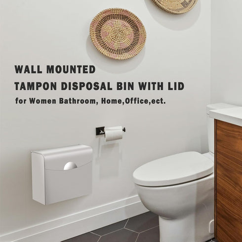 9.4x7.8x3.5 inches Sanitary Napkin Receptacle with Hygiene Disposal Bags and Trash Bag, Stainless Steel Wall Mounted