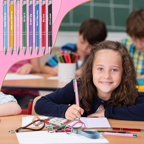 PerKoop 48 Pcs Bulk Inspirational Gifts, Motivational Notepads, Ballpoint Pens, Keychains, Christian Gifts for Teachers