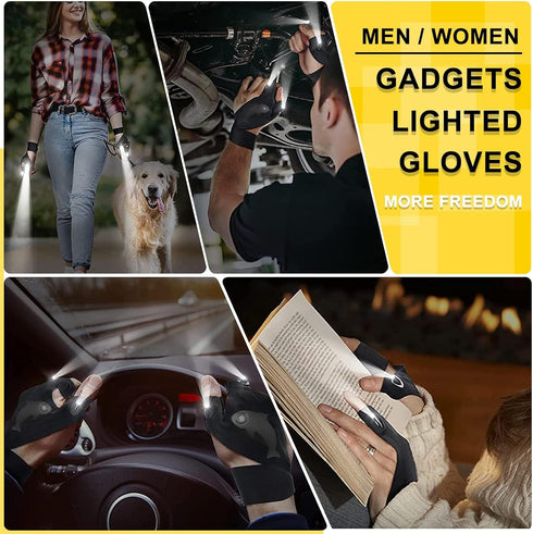 LED Rechargeable Flashlight Gloves, Valentines Day Gifts for Him Men Boyfriend Husband, Unique Gift for Fathers Day