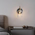 1-Light Durent Lighting Gold Glass Wall Sconce, Modern Black Bathroom Wall Lamp