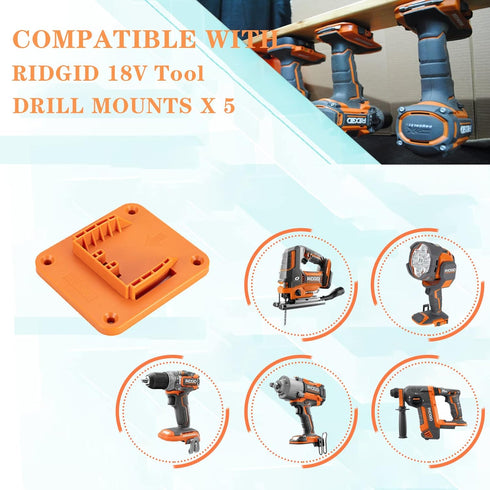 5 Packs Tools Drill Mount Holder for RIDGID 18V Li-ion Drill, Includes 20 Screws (No Tool)