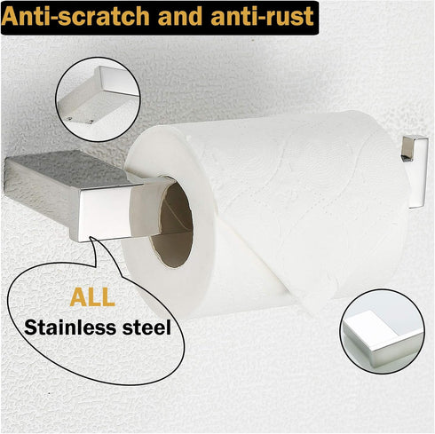 RANDOM Toilet Paper Holder - Polished Chrome Square Bathroom Hardware Accessories, SUS 304 Stainless Steel Wall Mount