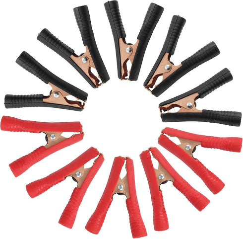 10Pcs 100A Insulated Alligator Clips, Heavy Duty Clamps, Battery Replacement Cable Metal Spring Loaded Jumper Clips