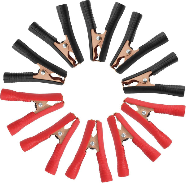 10Pcs 100A Insulated Alligator Clips, Heavy Duty Clamps, Battery Replacement Cable Metal Spring Loaded Jumper Clips