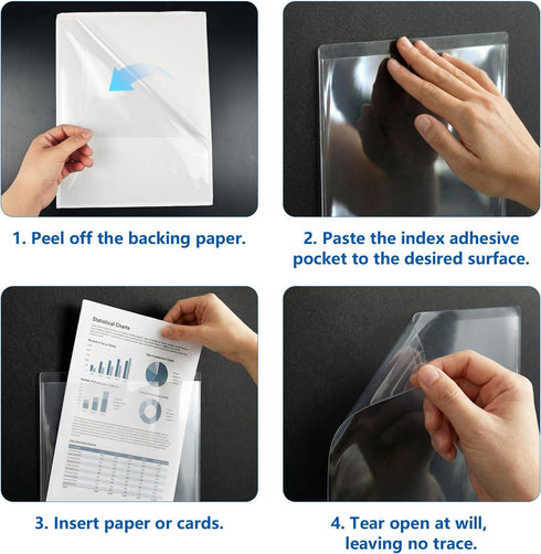 50-Pack 8.5 11 (50) TOTiyea Clear Adhesive Pockets, Letter Size x Self-Stick Sheet Protectors for Classroom & Office