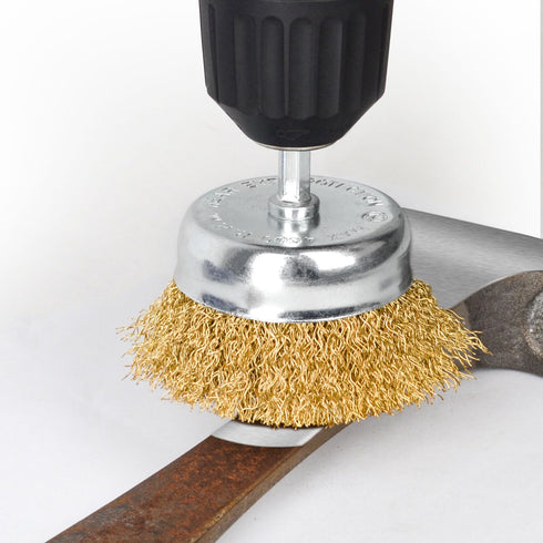 3" Wire Cup Brush with 1/4" Hex Shank, Heavy Duty Wires Brushes for Metal, Rust & Corrosion Removal