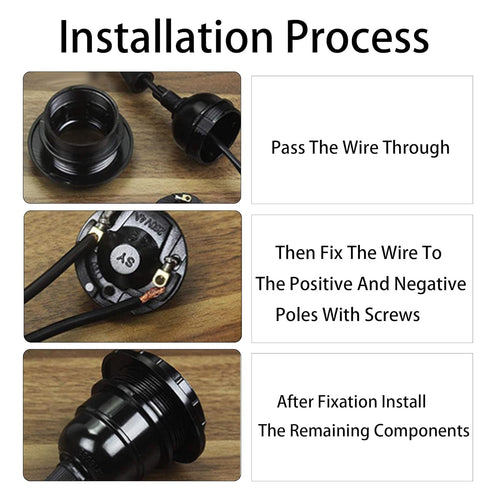 Runseaway 4Pcs E26 E27 Bulbs Bakelite Black Medium Base Light Socket, Keyless DIY Vintage Style Edison Lamp Holder