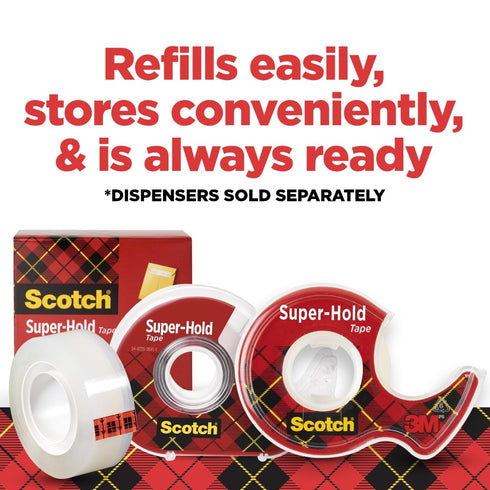 Scotch Super-Hold Tape, 10 Rolls, Transparent Finish, 50% More Adhesive, 3/4 x 800 Inches, Boxed