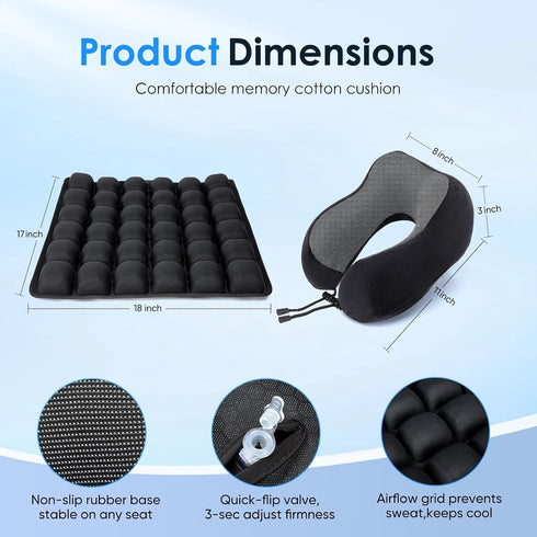 bhgwqci 3D Travel mat - inflatable bubble design, used for car/office/airplane seat cushion, equipped with storage