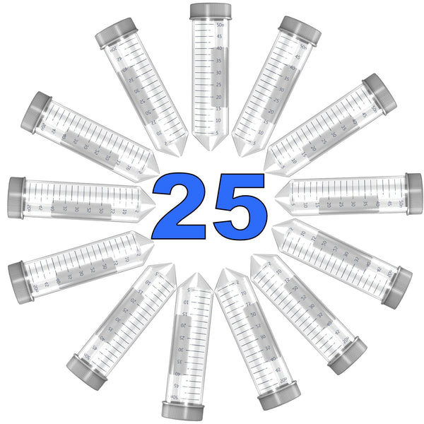 ONiLAB 50mL Conical Centrifuge Tubes, 25pcs Plastic Test Tubes with Leakproof Screw Caps, Sterilized