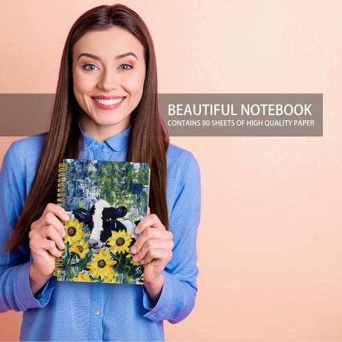 Knibeo Cow Notebook Journal, Cow Gifts for Women Girls, Cow Lovers, Floral Cow Spiral Journal Notebook 5.5x8.3