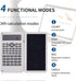 Basic Calculator Notepad with LCD Writing Tablet, Rechargeable, 12 Digit Display, Hand-held for Daily Office, White