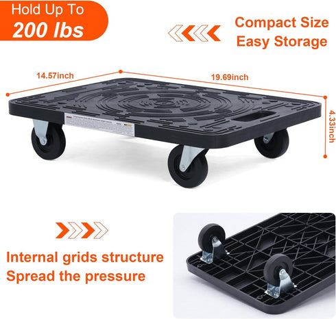 80854 200 lb. MaxWorks Furniture Movers Dolly With Wheels - Capacity