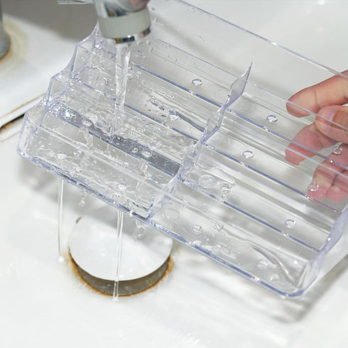 Plastic Business Card Holder for Desk, Clear Acrylic Organizer, 8 Pockets 4 Layers Display Stand for Office
