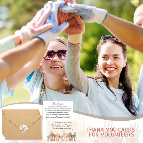 Sinload 25 Sets Volunteer Thank You Cards with Envelopes and Stickers Appreciation Gifts Bulk You Are Greatly