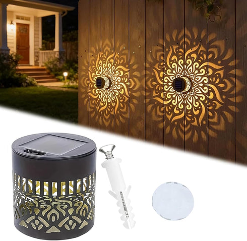 DDRIC Decorative Solar Mandala Lights, Metal Solar Powered Outdoor Wall Sconces, Waterproof