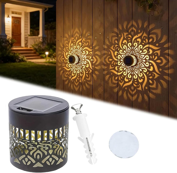 DDRIC Decorative Solar Mandala Lights, Metal Solar Powered Outdoor Wall Sconces, Waterproof