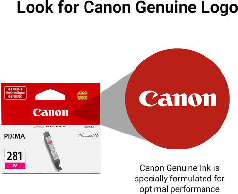 Canon CLI-281 Genuine Magenta Ink Tank, Compatible with TR8520, TS9120, TS8120, TS6120, TS9521C/a Series