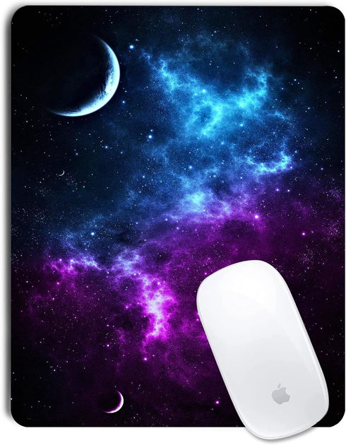 Galaxy Mouse Pad - Personalized Blue and Purple Nebula Design with Anti-Slip Rubber Base, 9.5 x 7.9 inch
