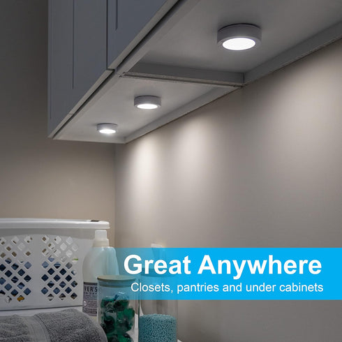 20 Closet, 2-Pack 25434 GE Wireless LED Tap-Lights, Battery Operated, Lumens, Touch-Activated Puck Lights, Stick-On