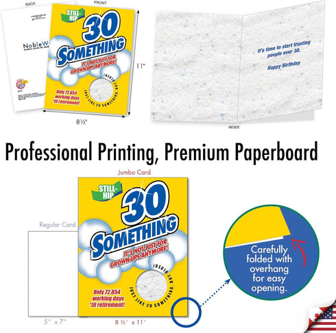 Large 30th Happy Birthday Card NobleWorks (8.5 x 11 Inch) - Funny 30 Year Milestone Bday Congrats, Jumbo Card J5176