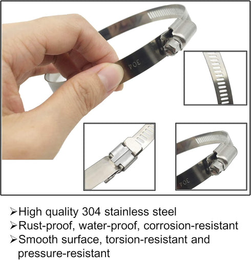 8 Pieces 4" Adjustable 304 Stainless Steel Duct Clamps - Hose Clamp Pipe Clamp for Air Ducting