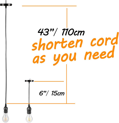 6 Packs 3.6 Bulb, 6Mini E26 ACBungji FT Pendant Light Kit for Edison Hanging Lighting Fixture DIY with Industrial