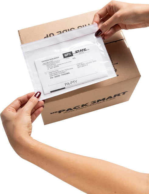 USPACKSMART 100 Units Clear Packing List Shipping Label Envelopes 7.5"x5.5" - Heavy Duty Adhesive for Labels, Invoices