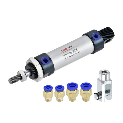 uxcell Pneumatic Air Cylinder 20mm Bore 25mm Stroke, MAL 20x25 with Y Connector and Quick Fittings for Automatic