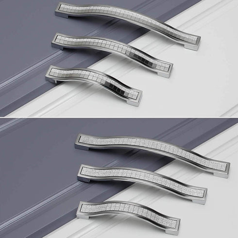 6-Pack Silver Frosted Modern Minimalist Cabinet Door Handle, Crystal Diamond Small Furniture Hardware (6, 5" Screwhole