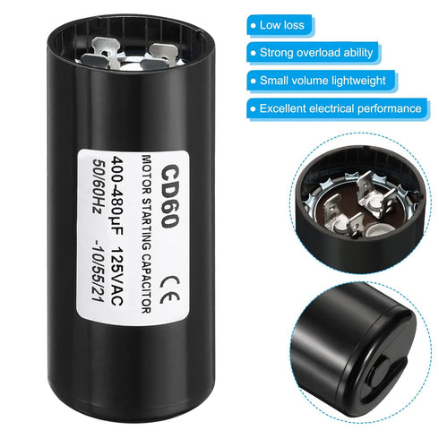 PATIKIL Motor Start Capacitor, 2 Pack 400-480uF/Mfd 125V 50/60Hz CD60 Run Capacitor for Electric Motor