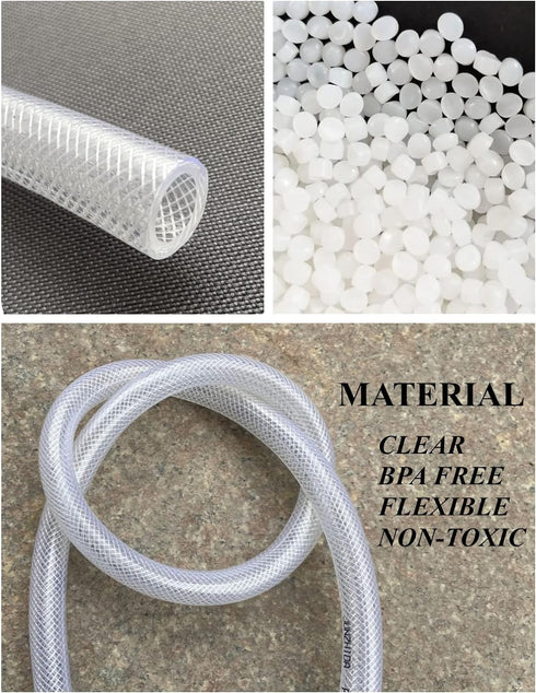 5/16" ID x 17/32" OD - 25 Ft High Pressure Braided Clear PVC Vinyl Tubing, Heavy Duty Reinforced Hose