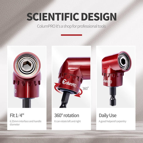 1/4 Inch 105 Degree Right Angle Driver Adapter, Hex Shank Power Screwdriver, Quick Change Magnetic Bit Socket