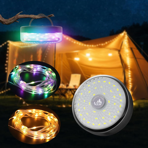 KEIWRLIGHT Camping String Lights 32.8FT, 2 in 1 Outdoor Camping Lantern with 14
