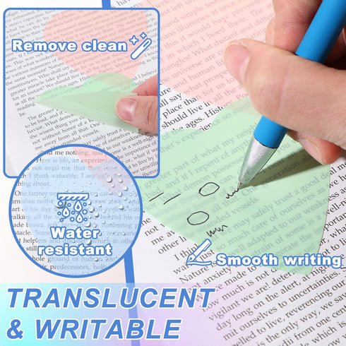 Jetec 900 Sheets Heart Transparent Sticky Notes, 18 Translucent Clear Memo Pad for Office School