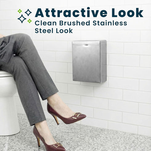 Alpine Sanitary Napkin Receptacle Wall Mounted Tampon Holder For Bathroom Provides Clean & Odor-Free Restroom for Home